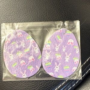 Lilac Bunny Print Teardrop Earrings for Kids